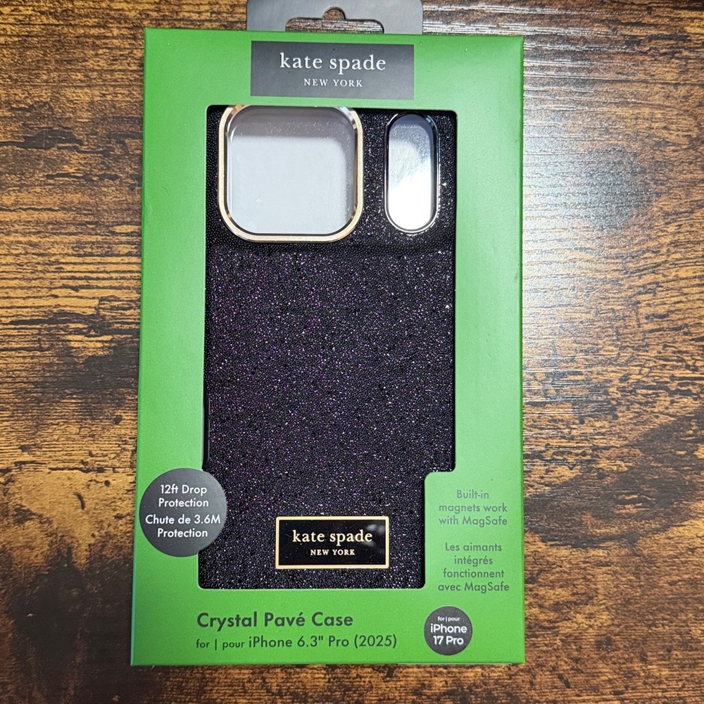 BN Kate Spade Black Crystal Pavé iPhone 17 Pro Case - Picture 2 of 6